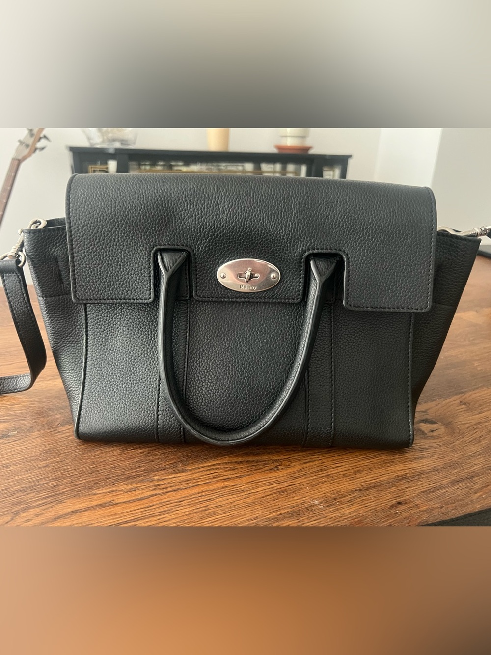 Mulberry Small Bayswater Black Grain Leather Silver Hardware
